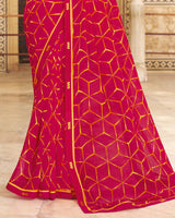 Vishal Prints Monza Pink Printed Georgette Saree With Fancy Border
