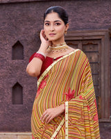 Vishal Prints Multicolor Printed Georgette Saree With Fancy Border