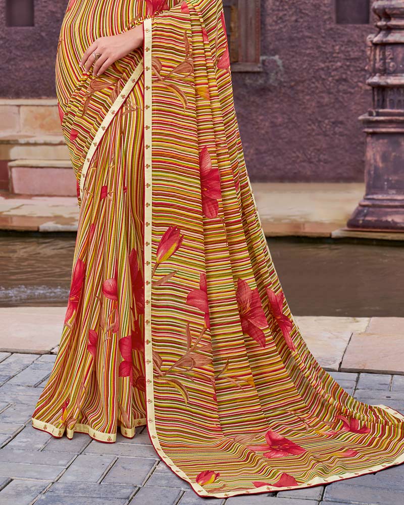Vishal Prints Multicolor Printed Georgette Saree With Fancy Border