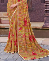 Vishal Prints Multicolor Printed Georgette Saree With Fancy Border