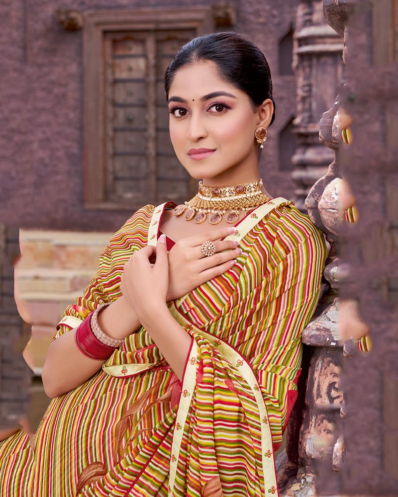 Vishal Prints Multicolor Printed Georgette Saree With Fancy Border