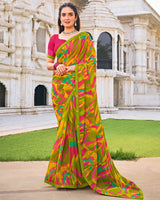 Vishal Prints Multi-Color Printed Patterned Georgette Saree With Fancy Border