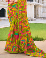 Vishal Prints Multi-Color Printed Patterned Georgette Saree With Fancy Border
