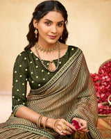 Vishal Prints French Beige Printed Fancy Chiffon Saree With Fancy Border