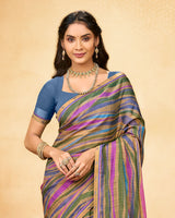 Vishal Prints Multicolored Printed Fancy Chiffon Saree With Fancy Border