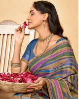 Vishal Prints Multicolored Printed Fancy Chiffon Saree With Fancy Border