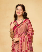 Vishal Prints Persian Pale Orange Printed Fancy Chiffon Saree With Fancy Border