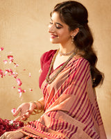 Vishal Prints Persian Pale Orange Printed Fancy Chiffon Saree With Fancy Border