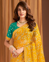 Vishal Prints Dark Orange Printed Chiffon Saree With Fancy Border