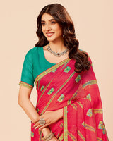 Vishal Prints Faded Red Printed Fancy Chiffon Saree With Border