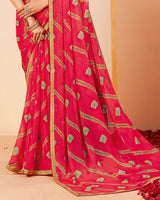 Vishal Prints Faded Red Printed Fancy Chiffon Saree With Border