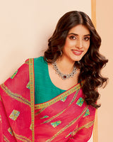 Vishal Prints Faded Red Printed Fancy Chiffon Saree With Border