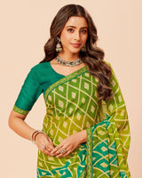 Vishal Prints Moss Green Printed Fancy Chiffon Saree With Border