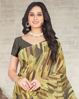 Vishal Prints Light Yellow Digital Print Weightless Georgette Saree