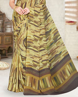 Vishal Prints Light Yellow Digital Print Weightless Georgette Saree