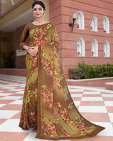 Vishal Prints Light Mehandi Green Digital Print Weightless Georgette Saree