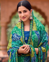 Vishal Prints Light Sea Green Printed Patterned Brasso Bandhani Print Saree With Fancy Border