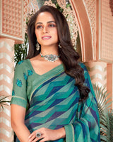 Vishal Prints Mist Green Printed Fancy Chiffon Saree With Border