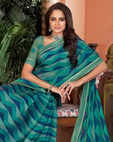 Vishal Prints Mist Green Printed Fancy Chiffon Saree With Border