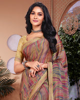 Vishal Prints Multi Color Printed Fancy Chiffon Saree With Border