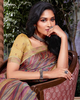 Vishal Prints Multi Color Printed Fancy Chiffon Saree With Border