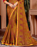 Vishal Prints Dark Red Printed Fancy Chiffon Saree With Border