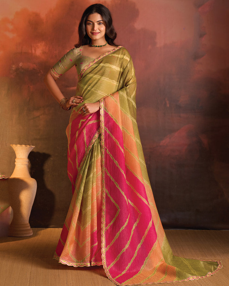 Vishal Prints Multicolored Designer Digital Print Fancy Chiffon Saree With Fancy Border