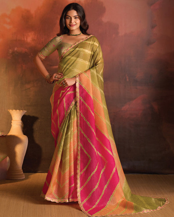 Vishal Prints Multicolored Designer Digital Print Fancy Chiffon Saree With Fancy Border