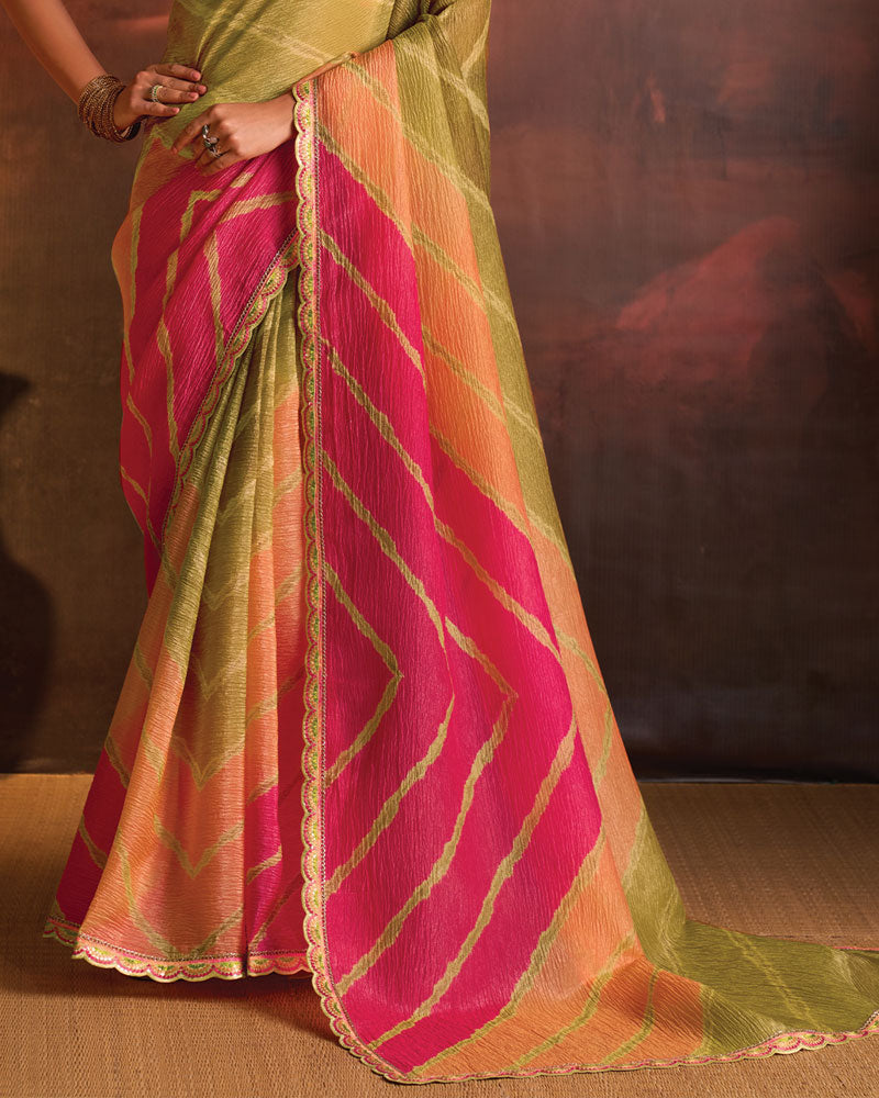 Vishal Prints Multicolored Designer Digital Print Fancy Chiffon Saree With Fancy Border