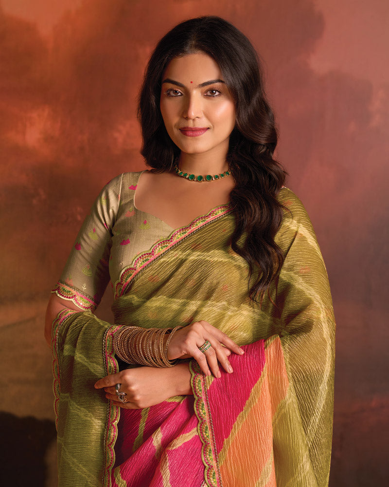 Vishal Prints Multicolored Designer Digital Print Fancy Chiffon Saree With Fancy Border