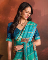 Vishal Prints Fountain Blue Designer Digital Print Fancy Chiffon Saree With Fancy Border