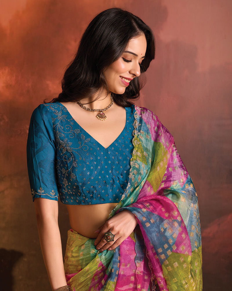 Vishal Prints Multicolored Designer Digital Print Fancy Chiffon Saree With Fancy Border