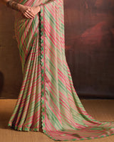 Vishal Prints Spanish Green Designer Digital Print Fancy Chiffon Saree With Fancy Border