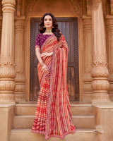 Vishal Prints Multicolor Printed Fancy Chiffon Traditional Print Saree With Cut Work Border