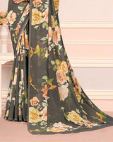 Vishal Prints Light Coffee Brown Digital Print Weightless Georgette Saree