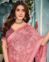 Vishal Prints Dusty Pink Printed Criva Crepe Saree With Fancy Border
