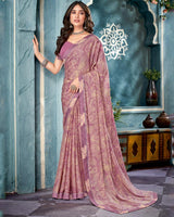 Vishal Prints Old Rose Printed Criva Crepe Saree With Fancy Border