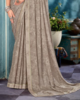 Vishal Prints Del Rio Grey Printed Criva Crepe Saree With Fancy Border