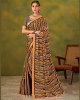 Vishal Prints Orange Printed Chiffon Saree With Fancy Border