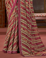 Vishal Prints Blush Pink Printed Fancy Chiffon Saree With Border