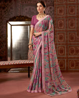Vishal Prints Dusty Pink Printed Fancy Chiffon Saree With Border