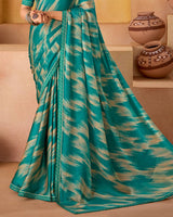 Vishal Prints Surfie Green Printed Fancy Chiffon Saree With Border