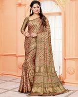 Vishal Prints Dark Sand And Multi Digital Print Brasso Saree