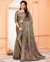 Vishal Prints Grey Digital Print Brasso Saree