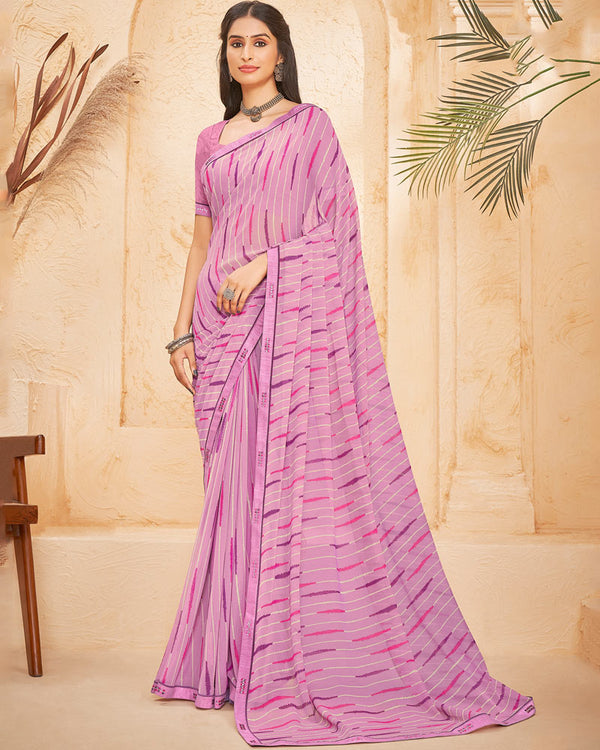 Vishal Prints Mauve Printed Georgette Saree With Fancy Border