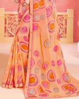 Vishal Prints Hit Pink Printed Patterned Georgette Saree With Fancy Border