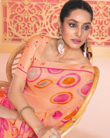 Vishal Prints Hit Pink Printed Patterned Georgette Saree With Fancy Border