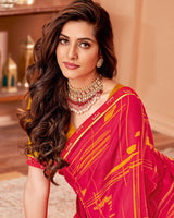 Vishal Prints Raspberry Pink Printed Patterned Chiffon Saree With Fancy Border