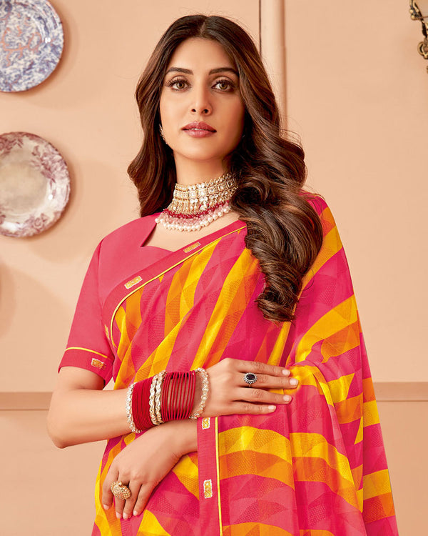 Vishal Prints Pastel Pink Printed Georgette Saree With Fancy Border