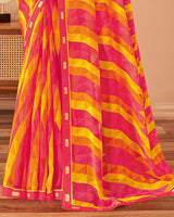 Vishal Prints Pastel Pink Printed Georgette Saree With Fancy Border